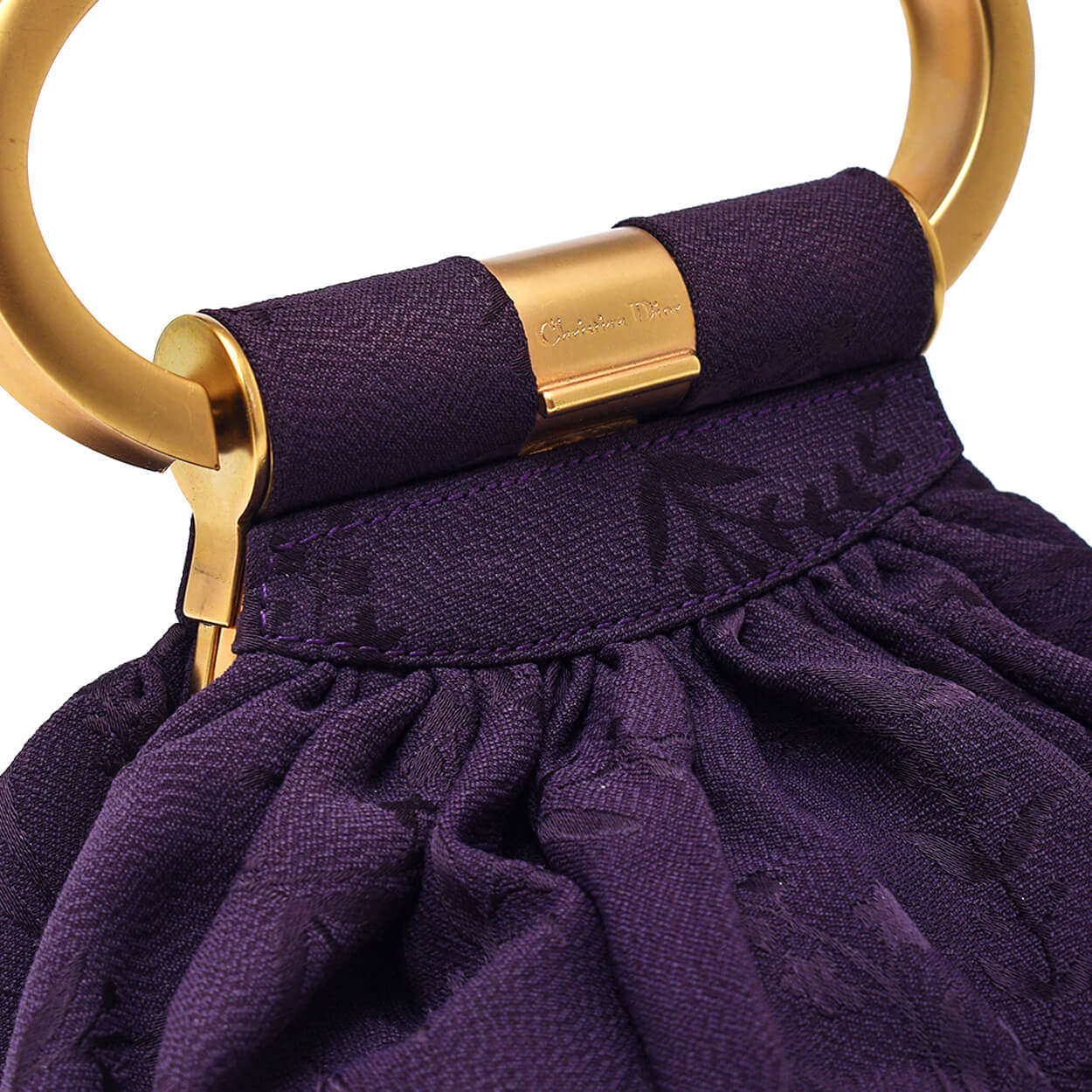 Christian Dior - Vintage Damson Silk & Gold Toned Ring Top Handle Bag